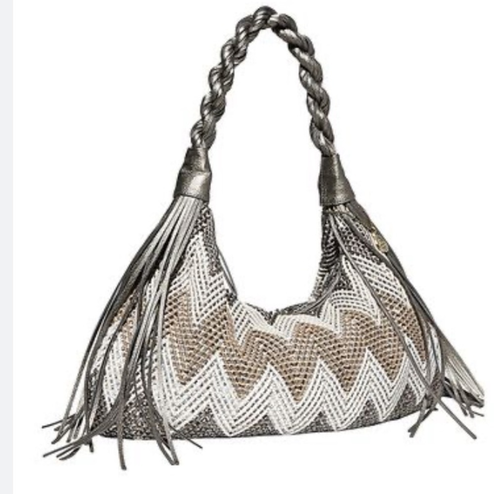 EUC BIG BUDDHA "BRANDI" Metallic Chevron Hobo Shimmer Slouch Bag